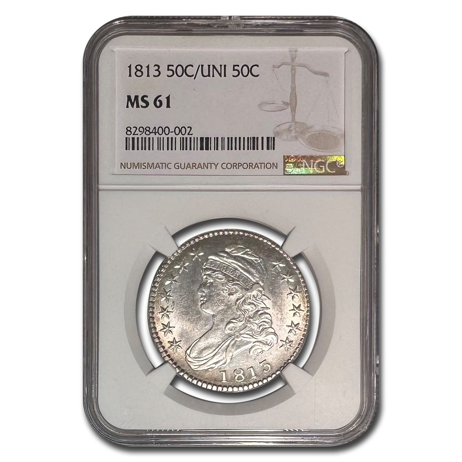 1813 Capped Bust Half Dollar MS-61 NGC (50C/UNI)