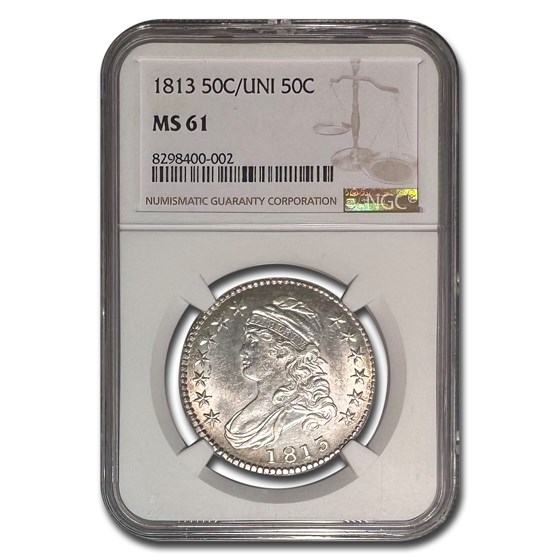 1813 Capped Bust Half Dollar MS-61 NGC (50C/UNI) 1813 Capped Bust Half Dollar MS-61 NGC (50C/UNI)