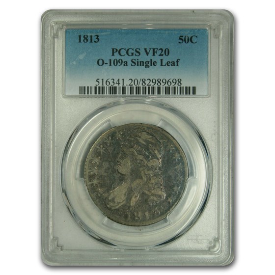 1813 Capped Bust Half Dollar VF-20 PCGS (O-109a Single Leaf) 1813 Capped Bust Half Dollar VF-20 PCGS (O-109a Single Leaf)