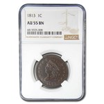 1813 Large Cent AU-55 NGC (Brown)