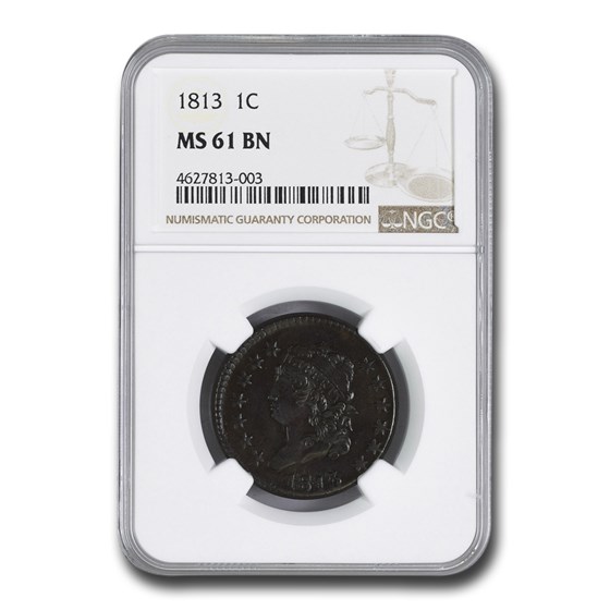 1813 Large Cent MS-61 NGC (Brown) 1813 Large Cent MS-61 NGC (Brown)