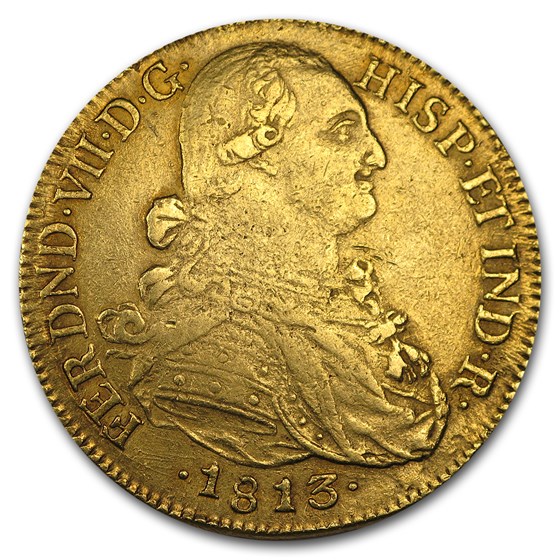 1813-NR JF Colombia Gold 8 Escudo Ferdinand VII XF 1813-NR JF Colombia Gold 8 Escudo Ferdinand VII XF