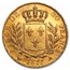 1814-1815 France Gold 20 Francs Louis XVIII AU