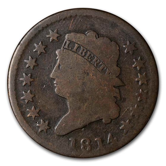 1814 Large Cent Crosslet 4 AG 1814 Large Cent Crosslet 4 AG