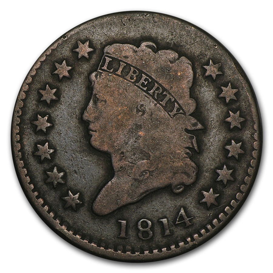 1814 Large Cent Plain 4 VG