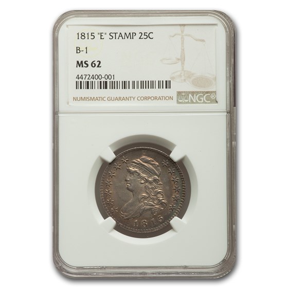 1815 Capped Bust Quarter MS-62 NGC ("E" Stamp B-1) 1815 Capped Bust Quarter MS-62 NGC ("E" Stamp B-1)