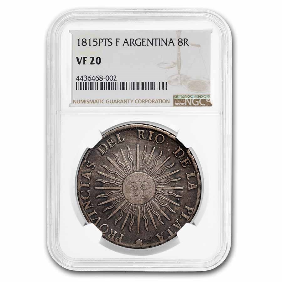 1815-PTS F Argentina Silver 8 Reales Rio de la Plata VF-20 NGC