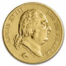 1816-1824 France Gold 40 Francs Louis XVIII Avg Circ (Scruffy)