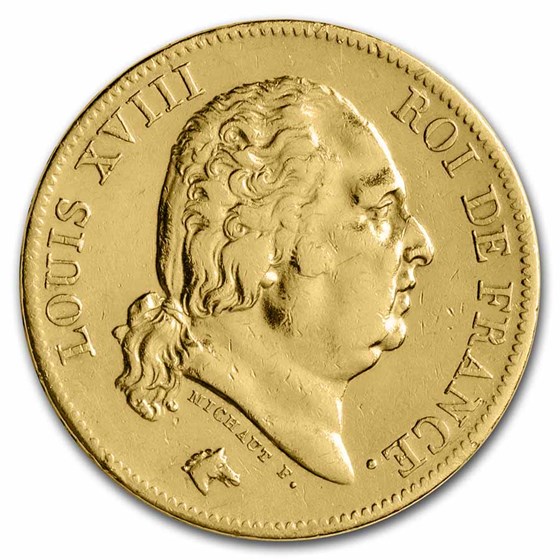 1816-1824 France Gold 40 Francs Louis XVIII Avg Circ (Scruffy) 1816-1824 France Gold 40 Francs Louis XVIII Avg Circ (Scruffy)