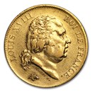 1816-1824 France Gold 40 Francs Louis XVIII Avg Circ