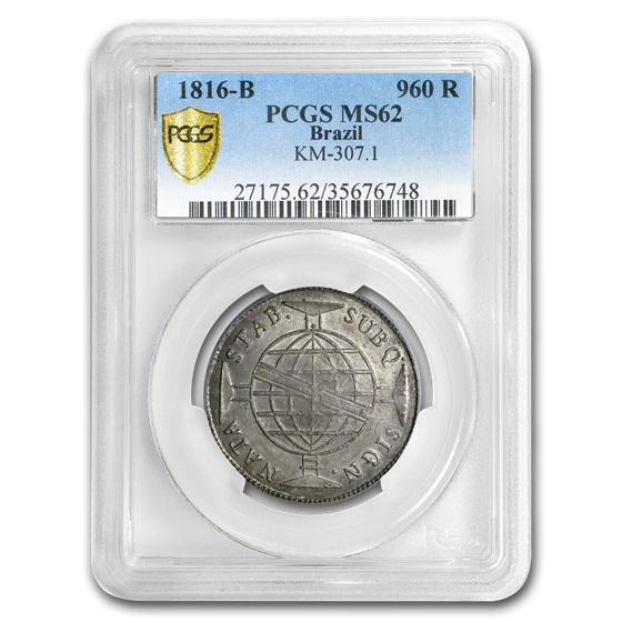 1816-B Brazil Silver 960 Reis MS-62 PCGS 1816-B Brazil Silver 960 Reis MS-62 PCGS