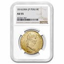 1816-LIMA JP Peru Gold 8 Escudos Ferdinand VII AU-55 NGC