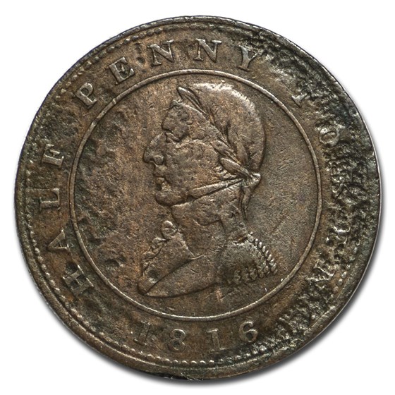 1816 Montreal Half Penny Token Fine Details (Pitted) 1816 Montreal Half Penny Token Fine Details (Pitted)