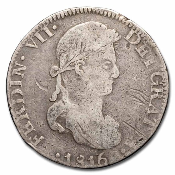 1816-Zs Mexico Silver 8 Reales Ferdinand VII VF 1816-Zs Mexico Silver 8 Reales Ferdinand VII VF