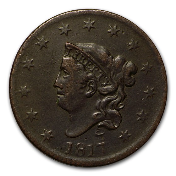 1817 Large Cent 13 Stars XF 1817 Large Cent 13 Stars XF