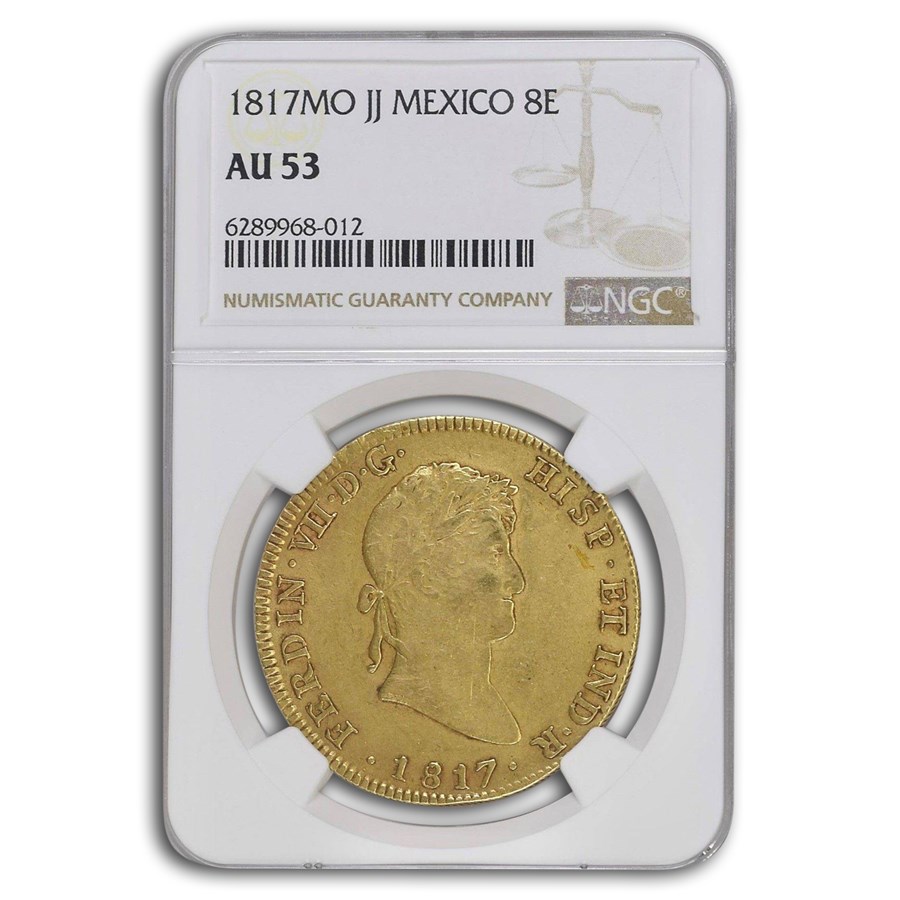 1817-Mo Mexico Gold 8 Escudos Ferdinand VII AU-53 NGC