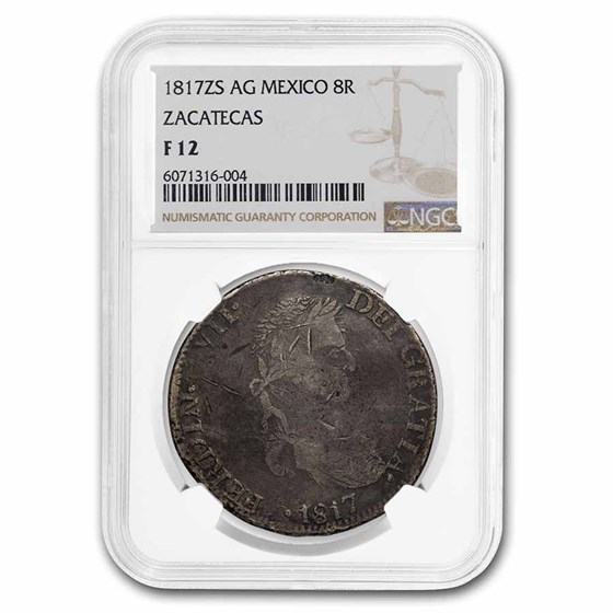 1817-Zs-A.G. Mexico AR 8 Reales Fine-12 NGC (War of Independence) 1817-Zs-A.G. Mexico AR 8 Reales Fine-12 NGC (War of Independence)