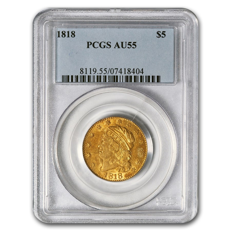 Buy 1818 $5 Capped Bust Gold Half Eagle AU-55 PCGS | APMEX