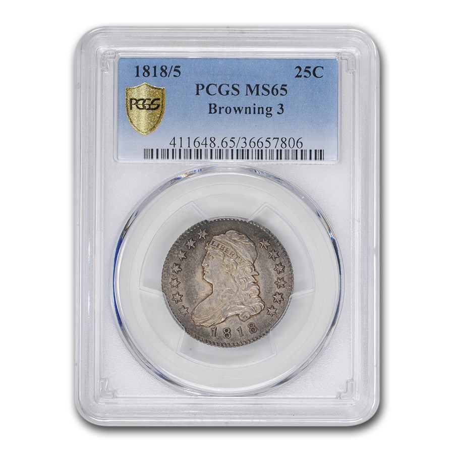 1818/5 Capped Bust Quarter MS-65 PCGS (Browning 3)