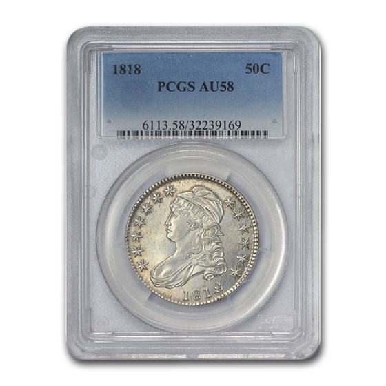 1818 Capped Bust Half Dollar AU-58 PCGS 1818 Capped Bust Half Dollar AU-58 PCGS