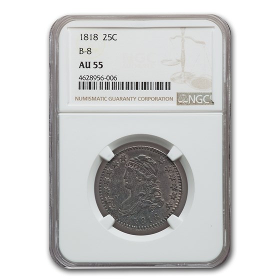 1818 Capped Bust Quarter AU-55 NGC (B-8) 1818 Capped Bust Quarter AU-55 NGC (B-8)