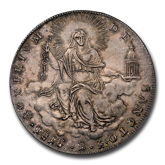 1818 Italy Papal States Silver Scudo Pius VII MS-65+ NGC 1818 Italy Papal States Silver Scudo Pius VII MS-65+ NGC