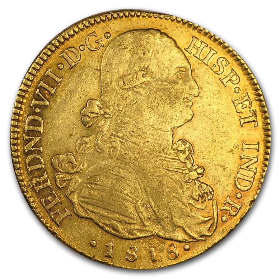 1818-NR JF Colombia Gold 8 Escudo Ferdinand VII XF