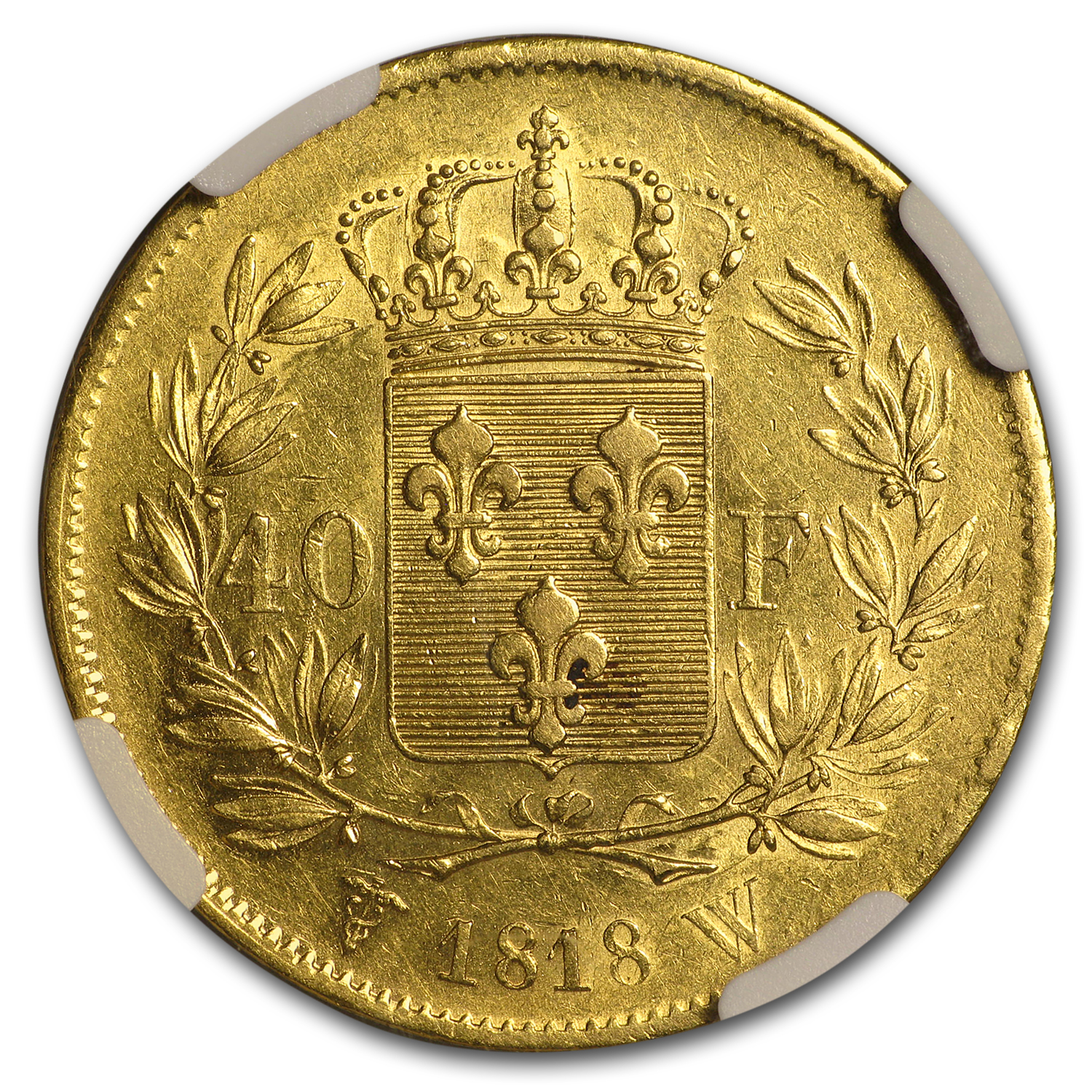 Buy 1818-W France Gold 40 Francs Louis XVIII AU-58 NGC | APMEX