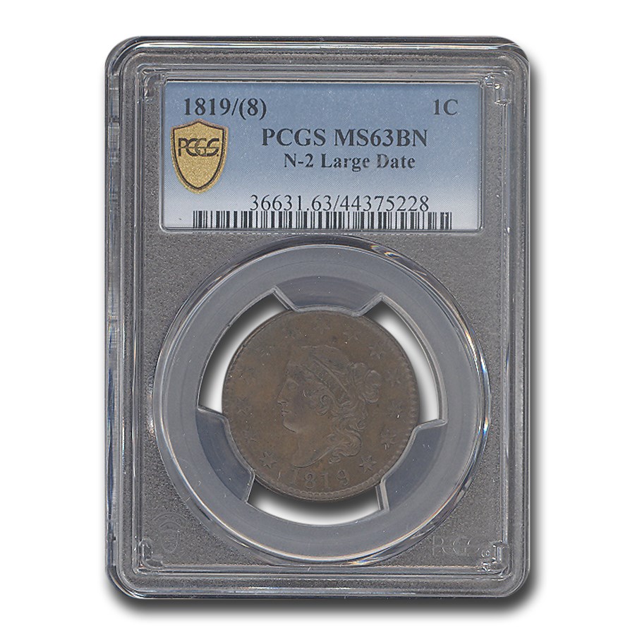 1819/8 Large Cent MS-63 PCGS (Brown, N-2 Large Date)