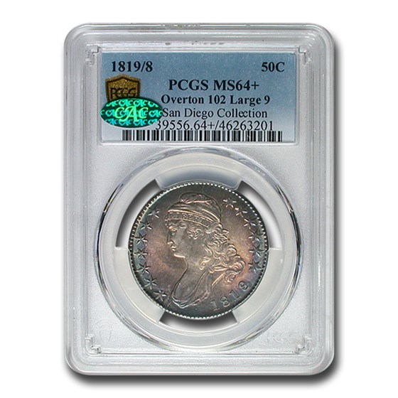 1819 Capped Bust Half Dollar MS-64+ PCGS CAC 1819 Capped Bust Half Dollar MS-64+ PCGS CAC