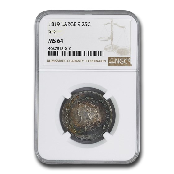 1819 Capped Bust Quarter MS-64 NGC (Large 9, B-2) 1819 Capped Bust Quarter MS-64 NGC (Large 9, B-2)