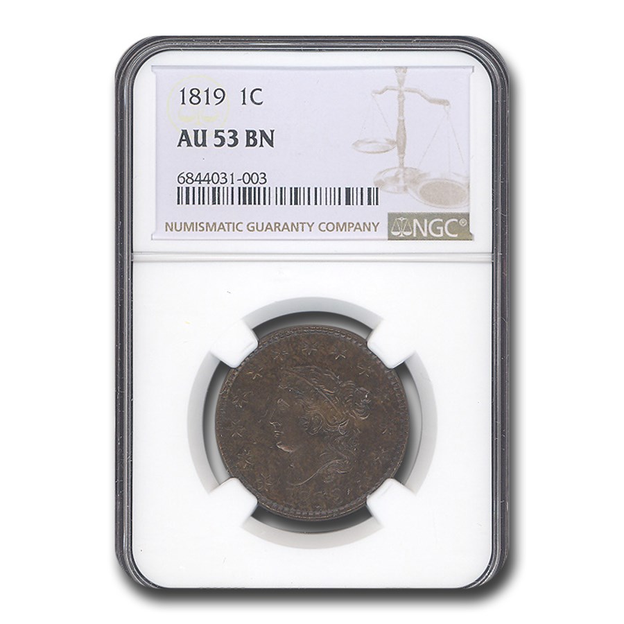 1819 Large Cent AU-53 NGC (Brown)