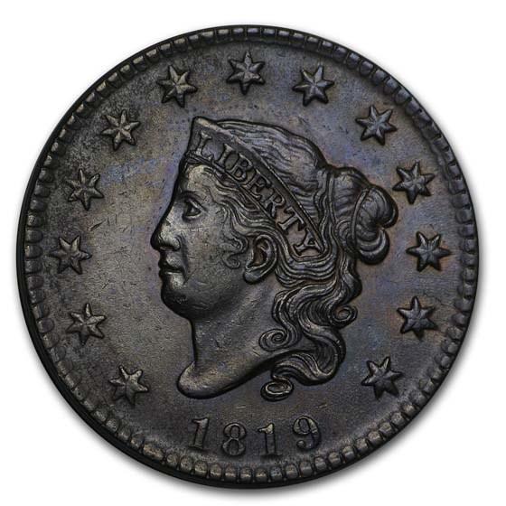 1819 Large Cent Small Date AU