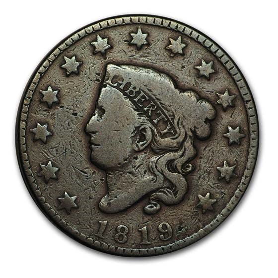 1819 Large Cent Small Date VG