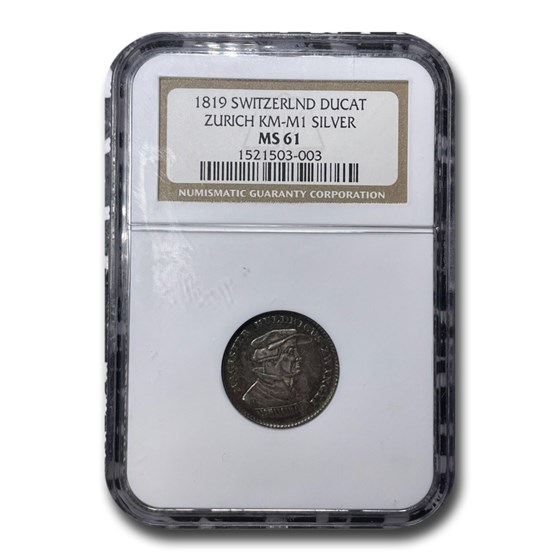 1819 Switzerland Silver Ducat MS-61 NGC 1819 Switzerland Silver Ducat MS-61 NGC