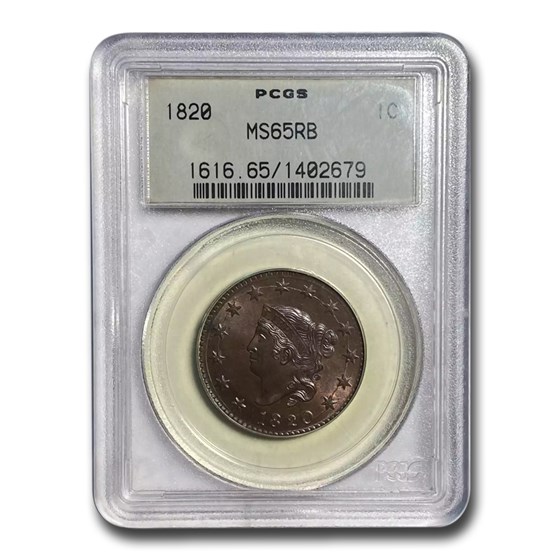 1820 Large Cent MS-65 PCGS (Large Date, Red/Brown)