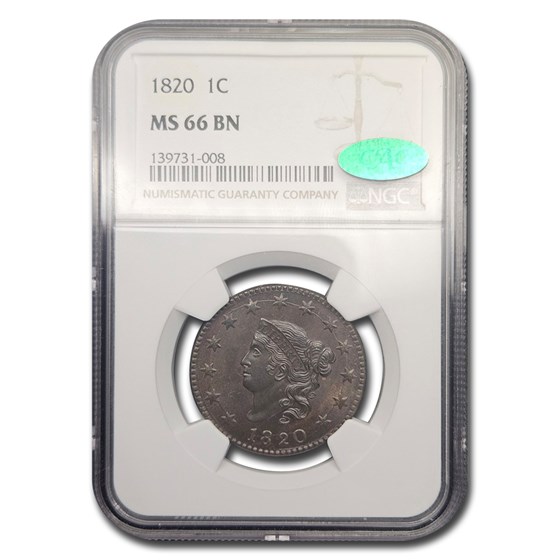 1820 Large Cent MS-66 NGC (Brown) 1820 Large Cent MS-66 NGC (Brown)