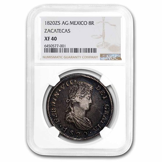1820 Zs-AG Mexico Silver 8 Reales Ferdinand VII XF-40 NGC