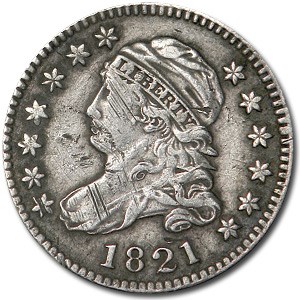 1821 Capped Bust Dime Large Date XF Details (Scratched) 1821 Capped Bust Dime Large Date XF Details (Scratched)