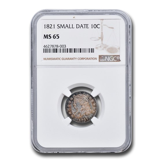 1821 Capped Bust Dime MS-65 NGC (Small Date)