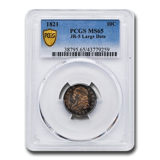 1821 Capped Bust Dime MS-65 PCGS (JR-5, Large Date) 1821 Capped Bust Dime MS-65 PCGS (JR-5, Large Date)