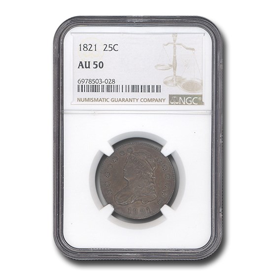 1821 Capped Bust Quarter AU-50 NGC