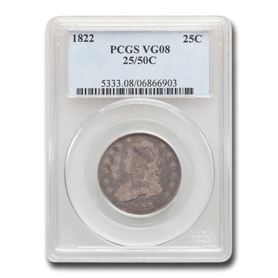 1822 Capped Bust Quarter VG-8 PCGS (25/50C) 1822 Capped Bust Quarter VG-8 PCGS (25/50C)