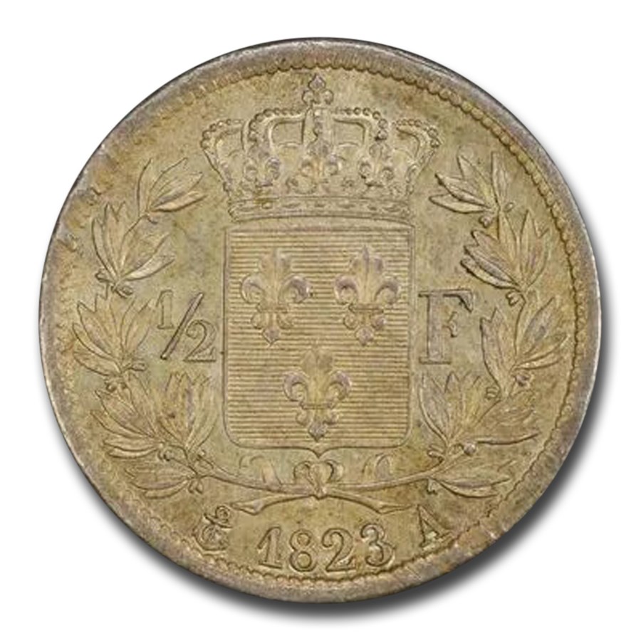1823-A France Silver 1/2 Franc MS-62 PCGS