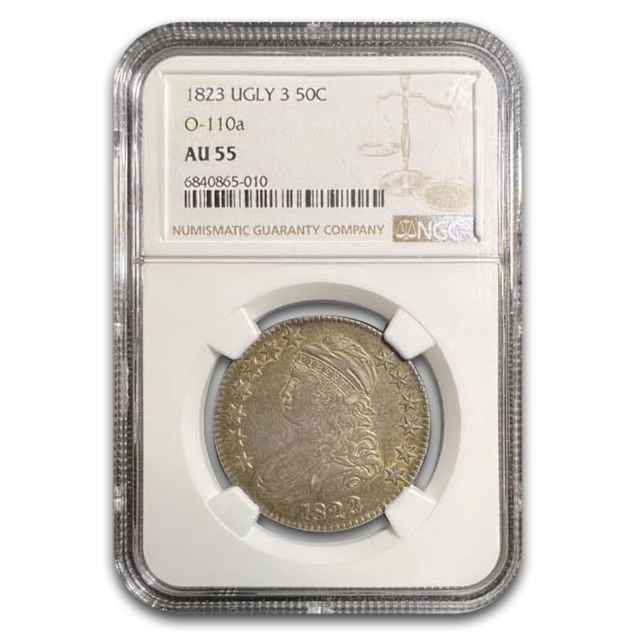 1823 Capped Bust Half Dollar AU-55 NGC (Ugly 3, O-110a)