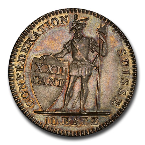 1823 Switzerland Silver 10 Batzen MS-64 PCGS (Vaud) 1823 Switzerland Silver 10 Batzen MS-64 PCGS (Vaud)