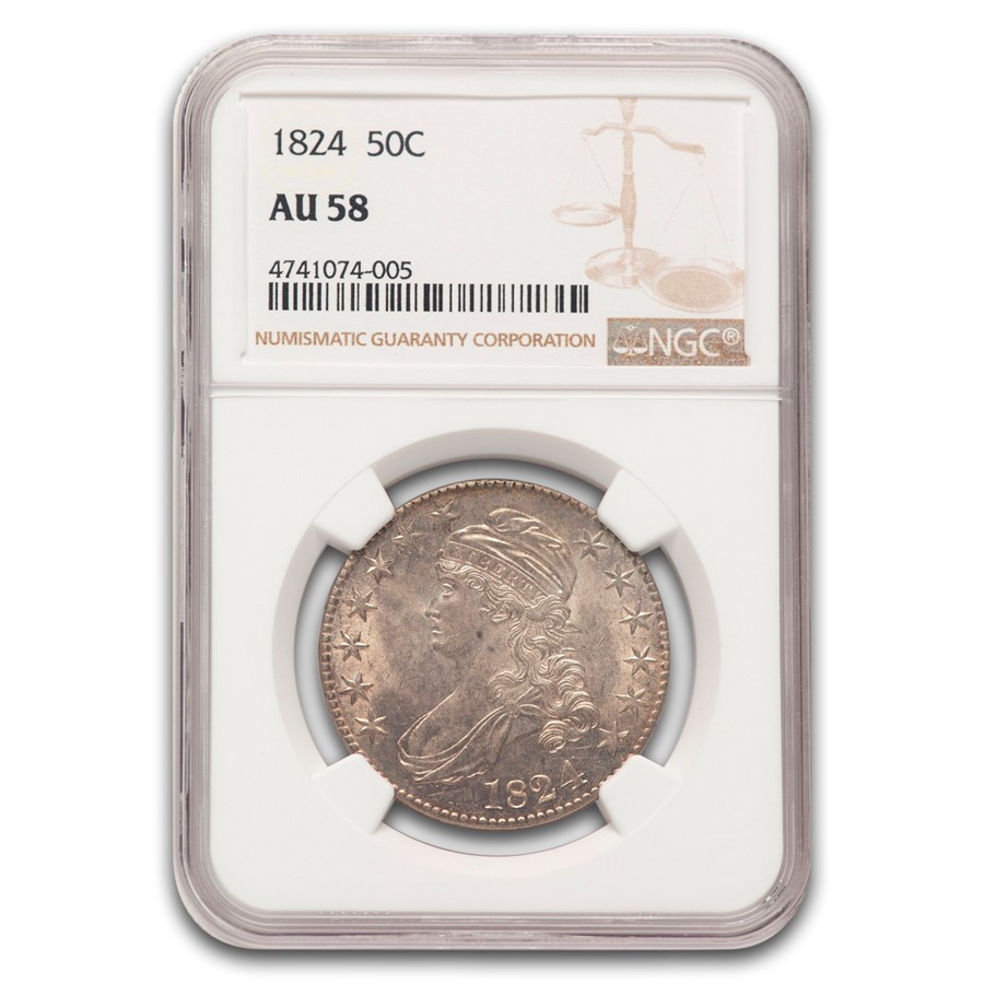 1824 Capped Bust Half Dollar AU-58 NGC