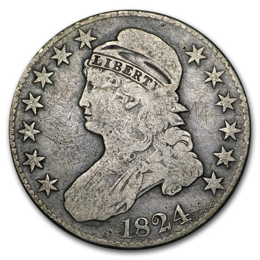 1824 Capped Bust Half Dollar Fine Coin For Sale Early Half Dollars