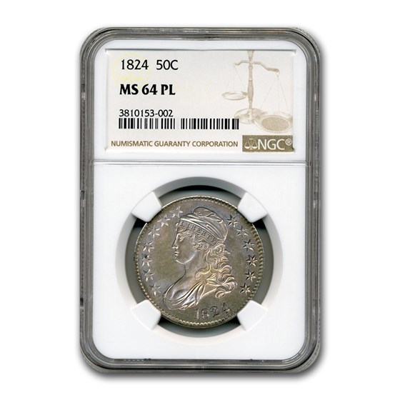 1824 Capped Bust Half Dollar MS-64 NGC (PL) 1824 Capped Bust Half Dollar MS-64 NGC (PL)