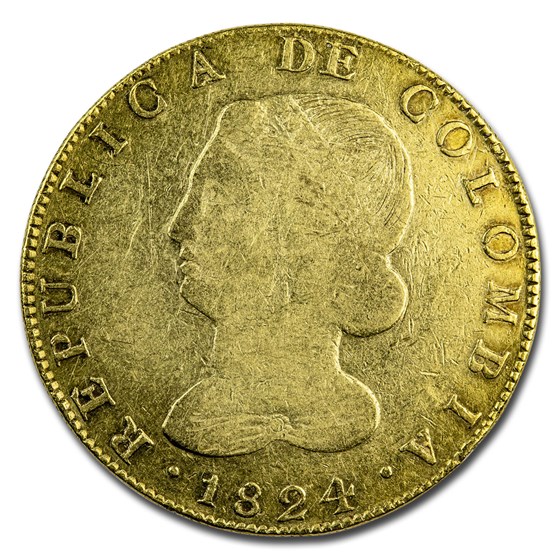 1824 Colombia EF Bogota Gold 8 Escudos VF 1824 Colombia EF Bogota Gold 8 Escudos VF